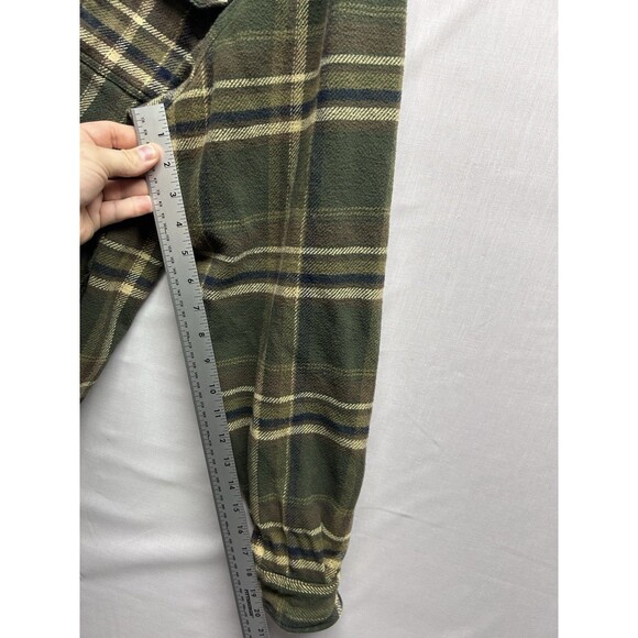 Orvis Flannel Shirt Jacket Mens Large Olive Green Plaid Shacket W/Pockets - Picture 8 of 9